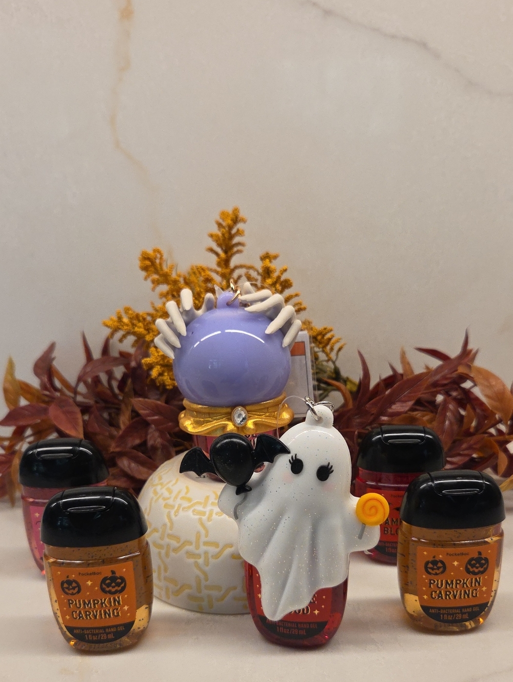B&BW 2 Halloween Hand Sanitizer Holders with Set Of 6 Pocket Hand Sanitizers